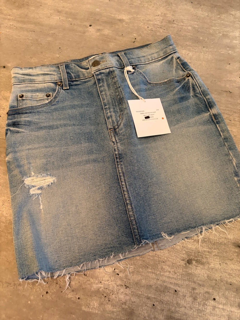 pistola Light Blue Distressed Denim Mini Skirt Size 27 NWT